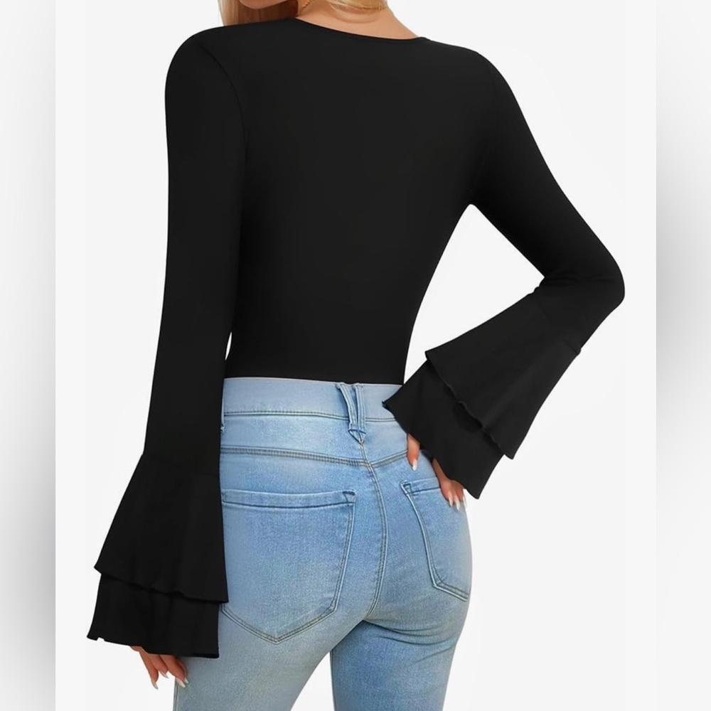 BUNDLE NWOT 2 Pack Mangopop Black Long Sleeve Bodysuits - Picture 10 of 12